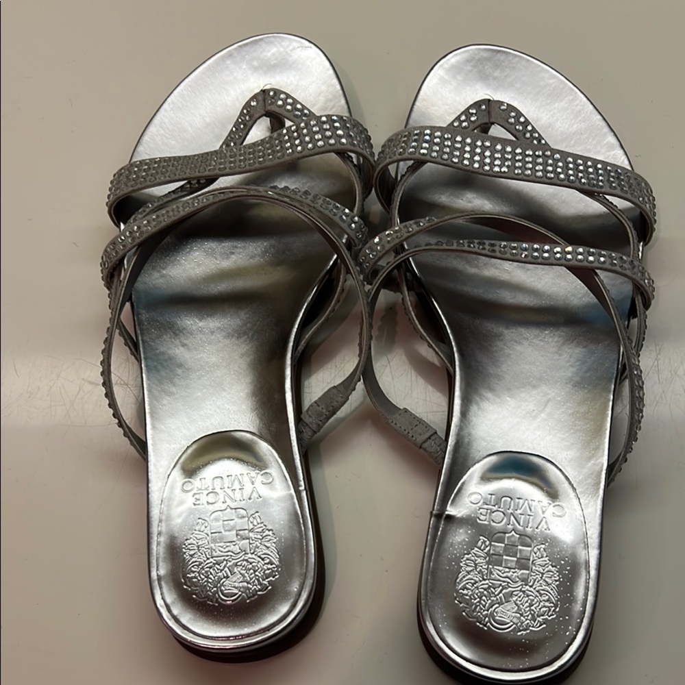 Vince Camuto Silver Sandals with Crisscross Straps